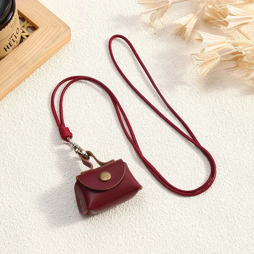 Retro Small Leather Bag Necklace