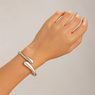 Wide Gold and Silver Bangle Ring