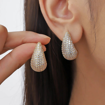 Vintage Gold Plated Chunky Dome Drop Earrings