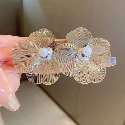 Korean Flower Pearl Earrings