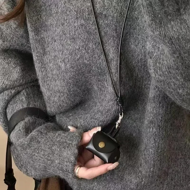 Retro Small Leather Bag Necklace