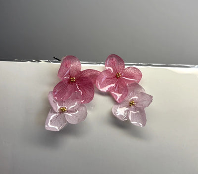 925 Silver Pink Flower Pressed Earrings