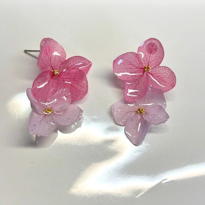 925 Silver Pink Flower Pressed Earrings