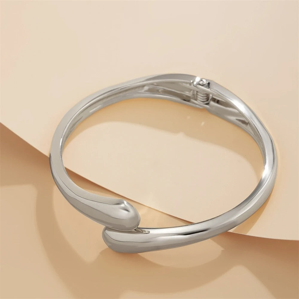 Wide Gold and Silver Bangle Ring