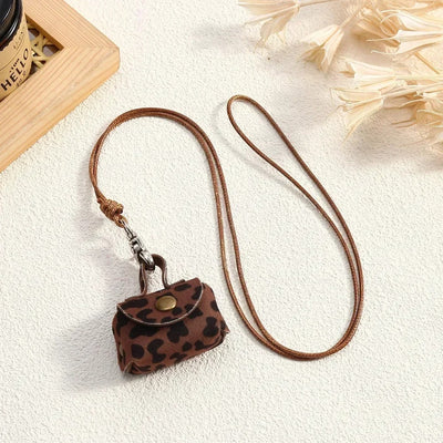Retro Small Leather Bag Necklace