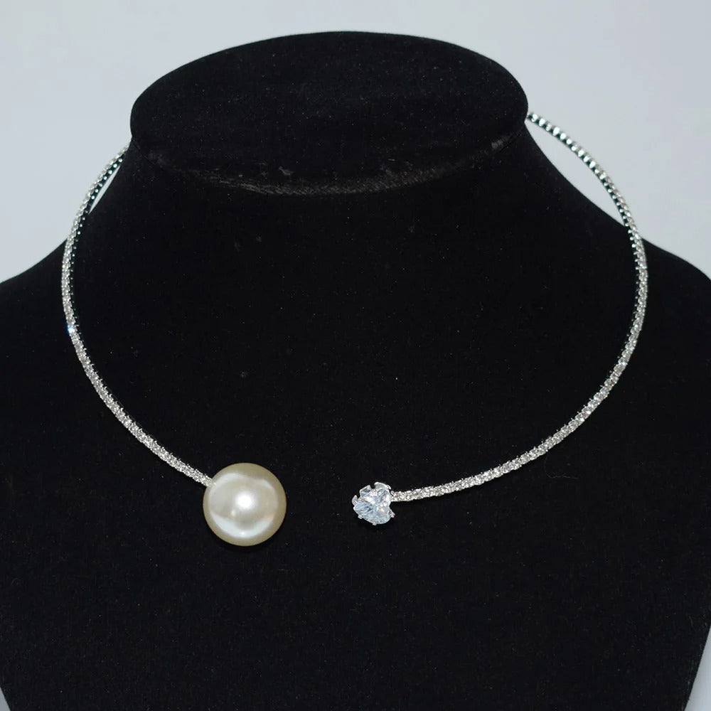Rhinestone Heart Collar Choker Necklace