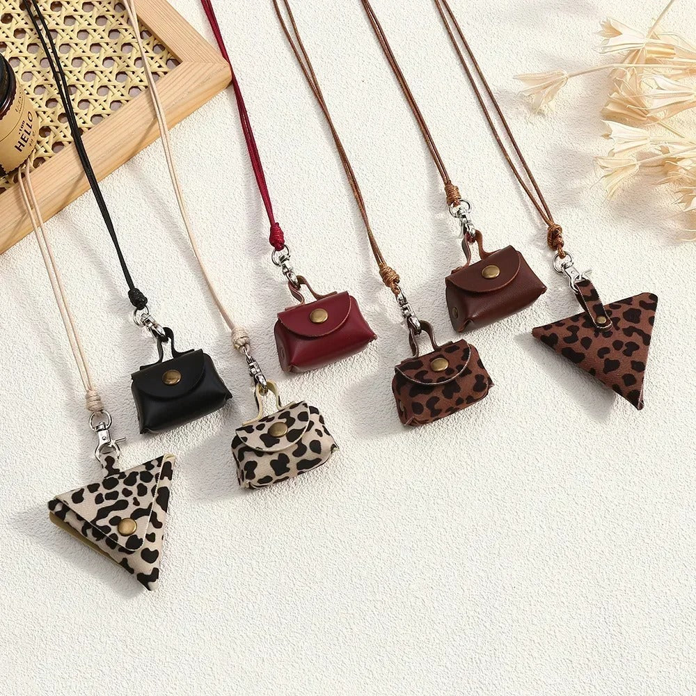 Retro Small Leather Bag Necklace