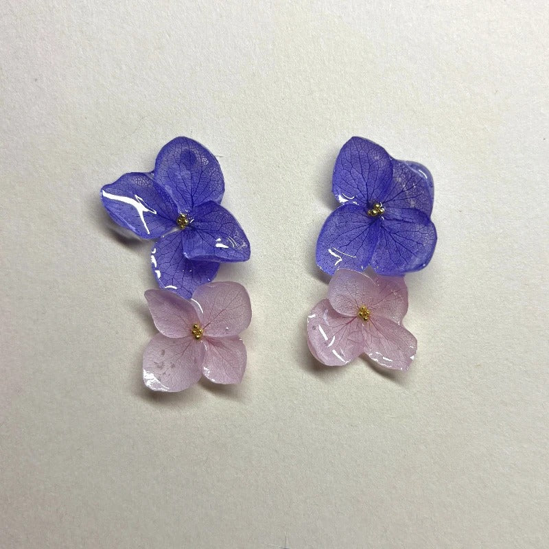 925 Silver Pink Flower Pressed Earrings