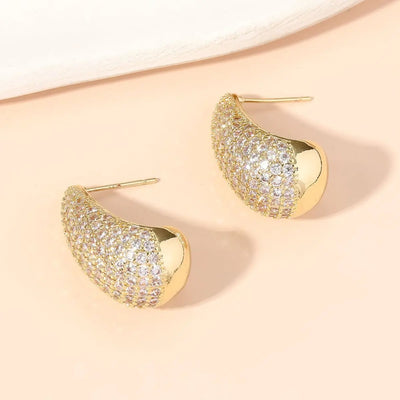 Vintage Gold Plated Chunky Dome Drop Earrings