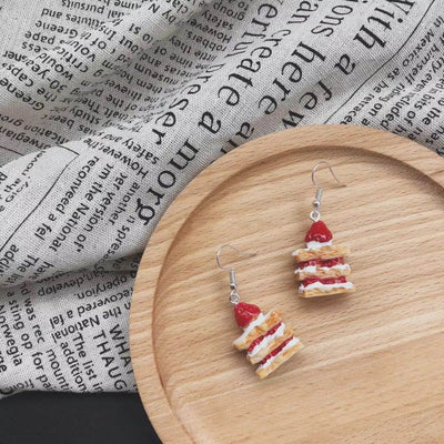 Korean Resin Strawberry Bowknot Drop Earrings