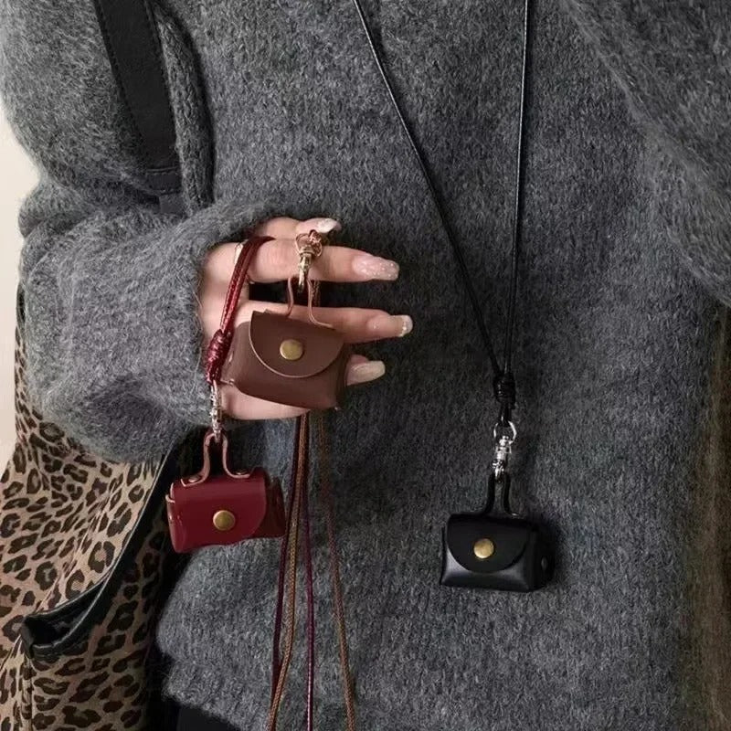 Retro Small Leather Bag Necklace