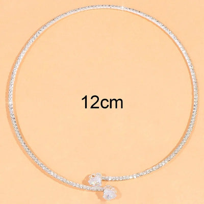Rhinestone Heart Collar Choker Necklace